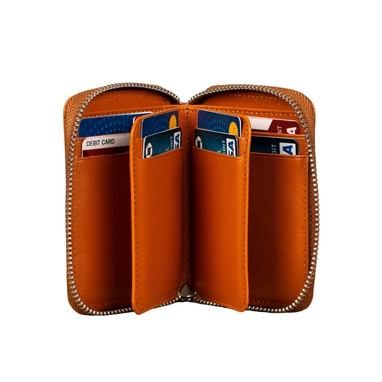 Premium Leather Zipper Wallet Caramel Brown Anniston
