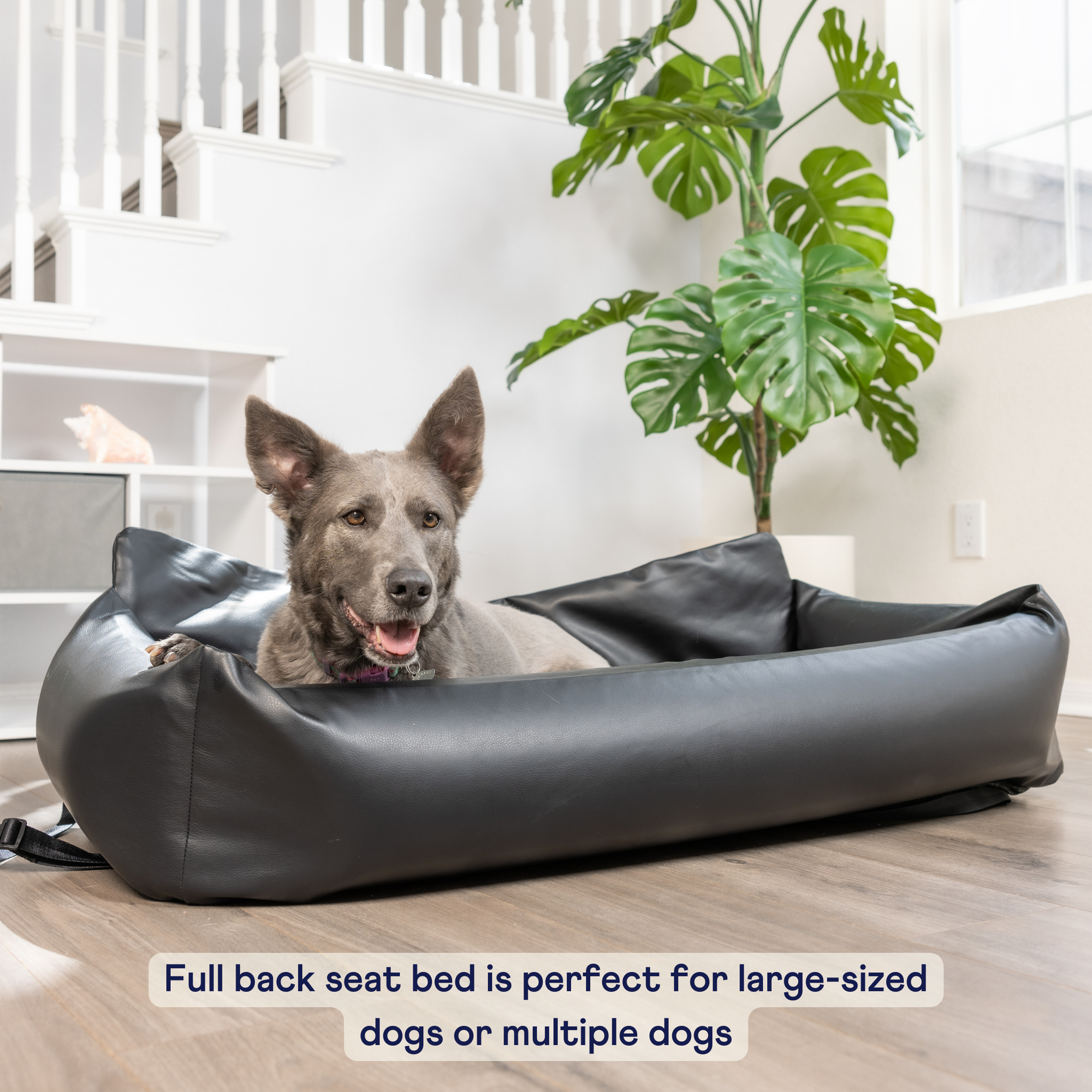 Pupprotector Faux Leather Memory Foam Dog Car Bed Black