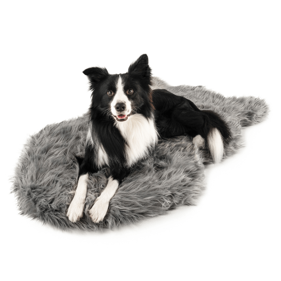 Puprug Faux Fur Orthopedic Dog Bed Curve Charcoal Grey