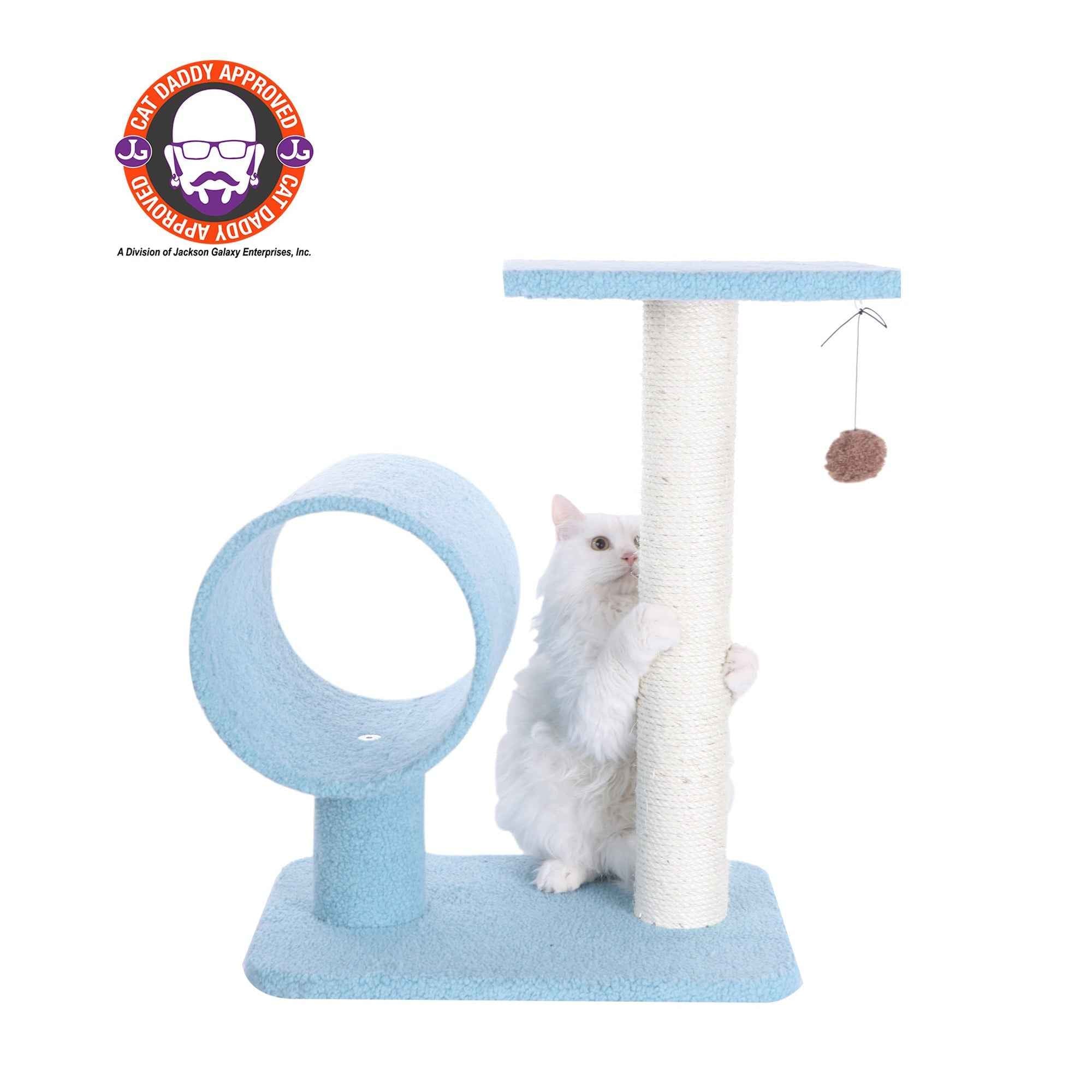 Armarkat Sky Blue 25" Cat Tree With Scratcher And Tunnel for Privacy And Hiding B2501