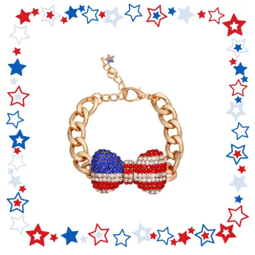Bark 5th Ave., LLC My Patriotic Bow Dog Necklace pet supplies