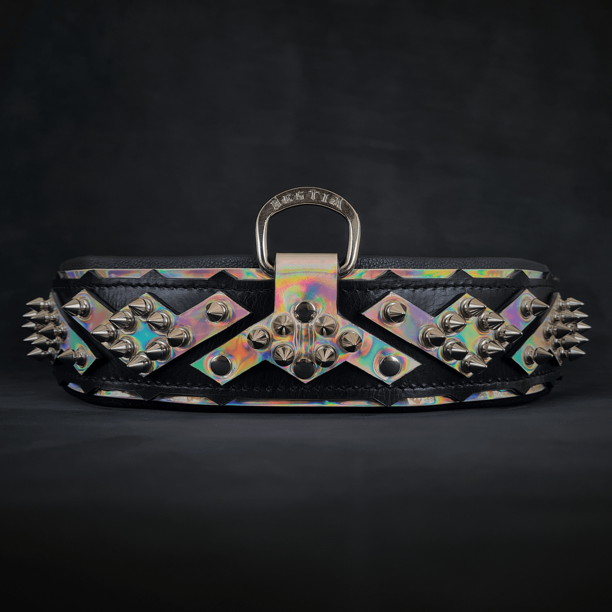 Bestia Midas Silver Leather Dog Collar