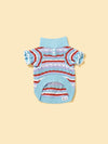 Pet & Me Spring Summer Ocean Blue Ruffle Crochet Short Sleeve Polo Shirt