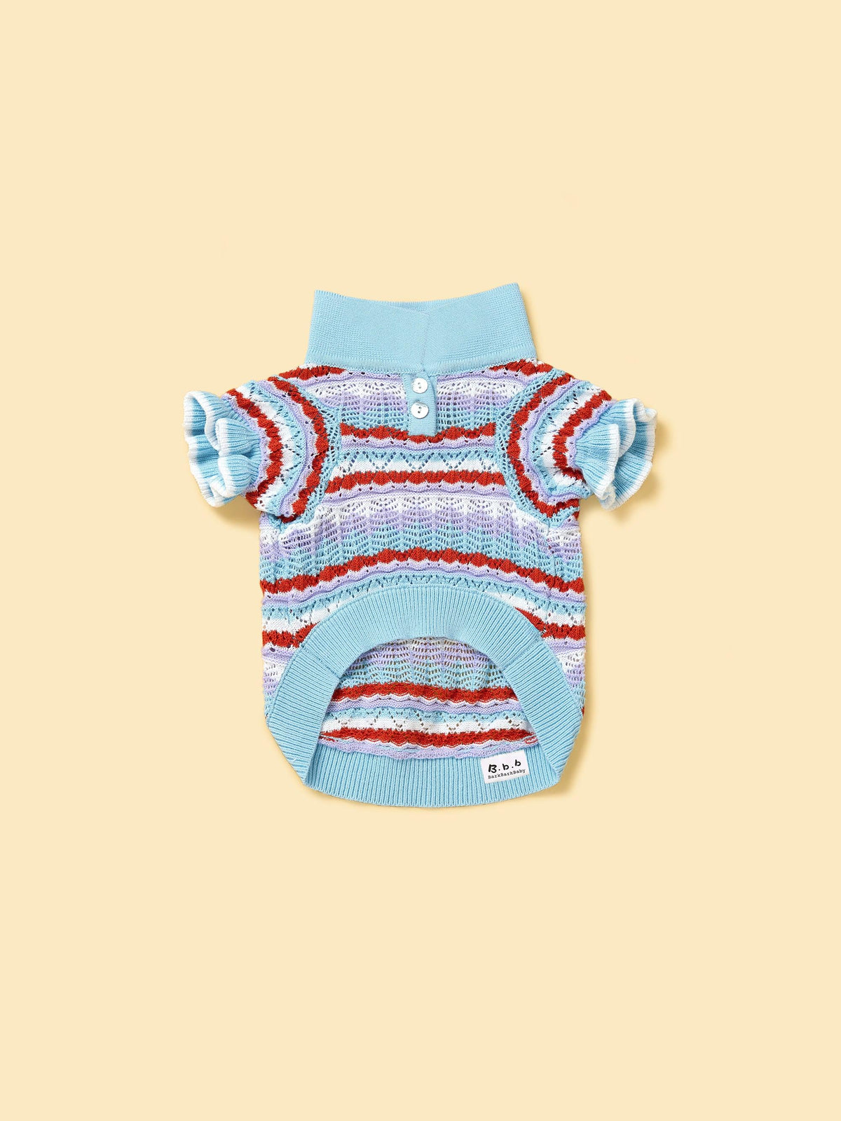 Pet & Me Spring Summer Ocean Blue Ruffle Crochet Short Sleeve Polo Shirt