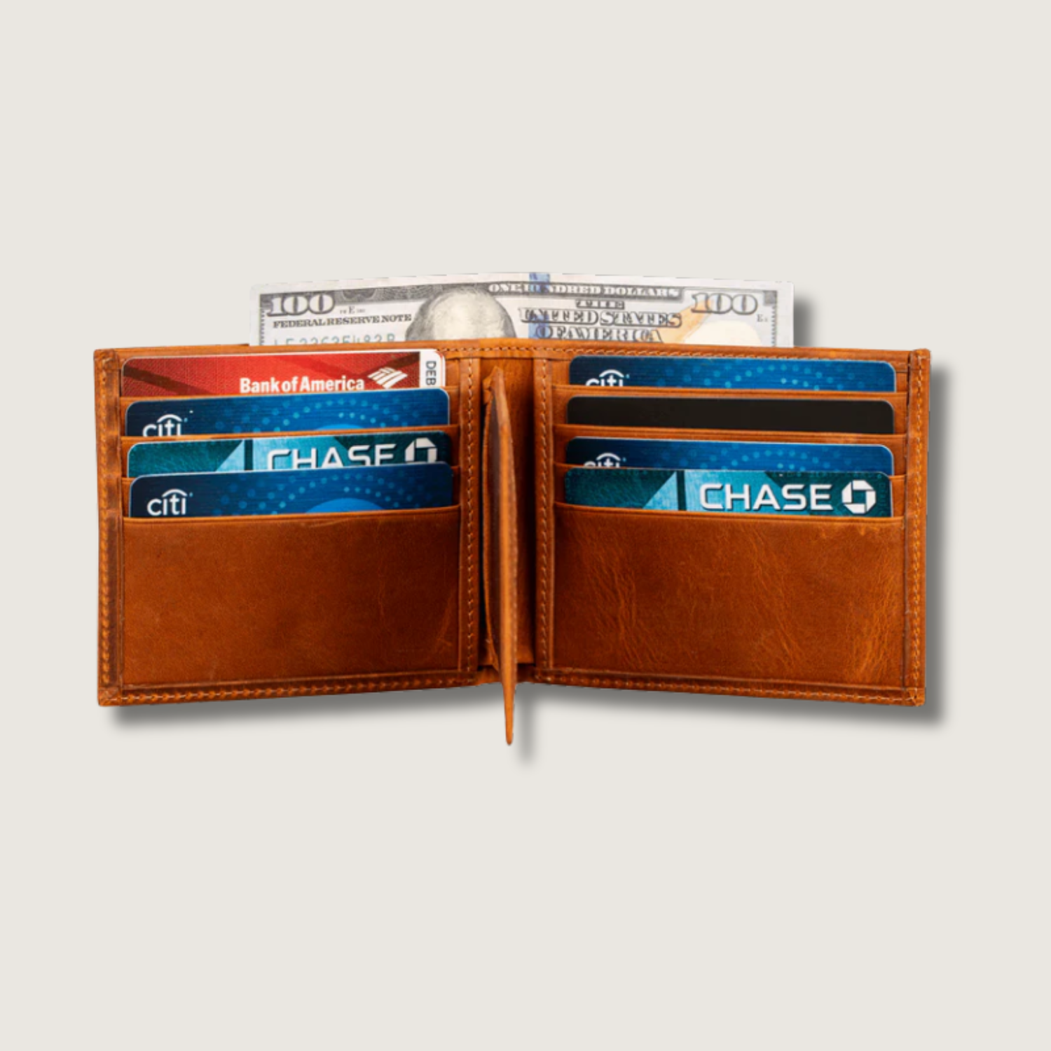 Classic Leather Bifold Wallet Light Brown Los Angeles