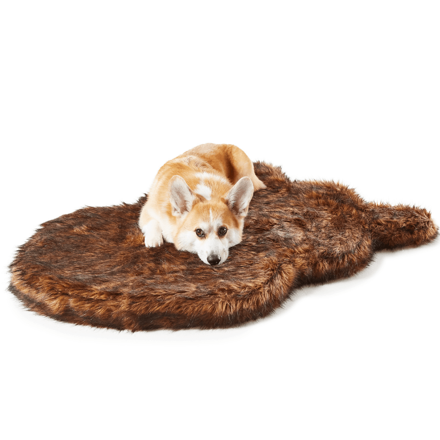 Puprug Faux Fur Orthopedic Dog Bed Curve Brown