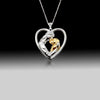 Girl Hugging Dog Heart Shaped Pendant- 925 Sterling Silver Two Toned Piece