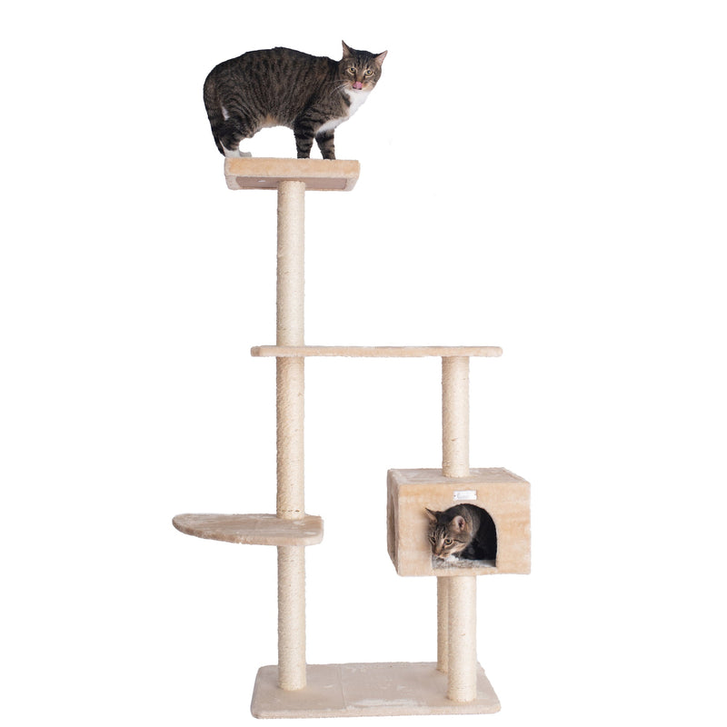 GleePet GP78560321 57-Inch Cat Tree In Beige With Playhouse And Perch