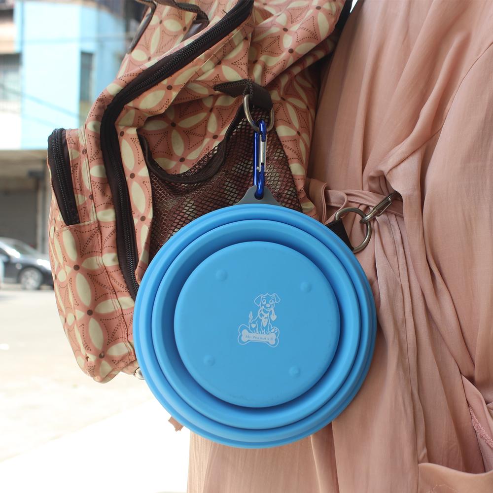 Mr. Peanuts 30oz Collapsible Silicone Camping Bowl with Lid & Foldable Fork