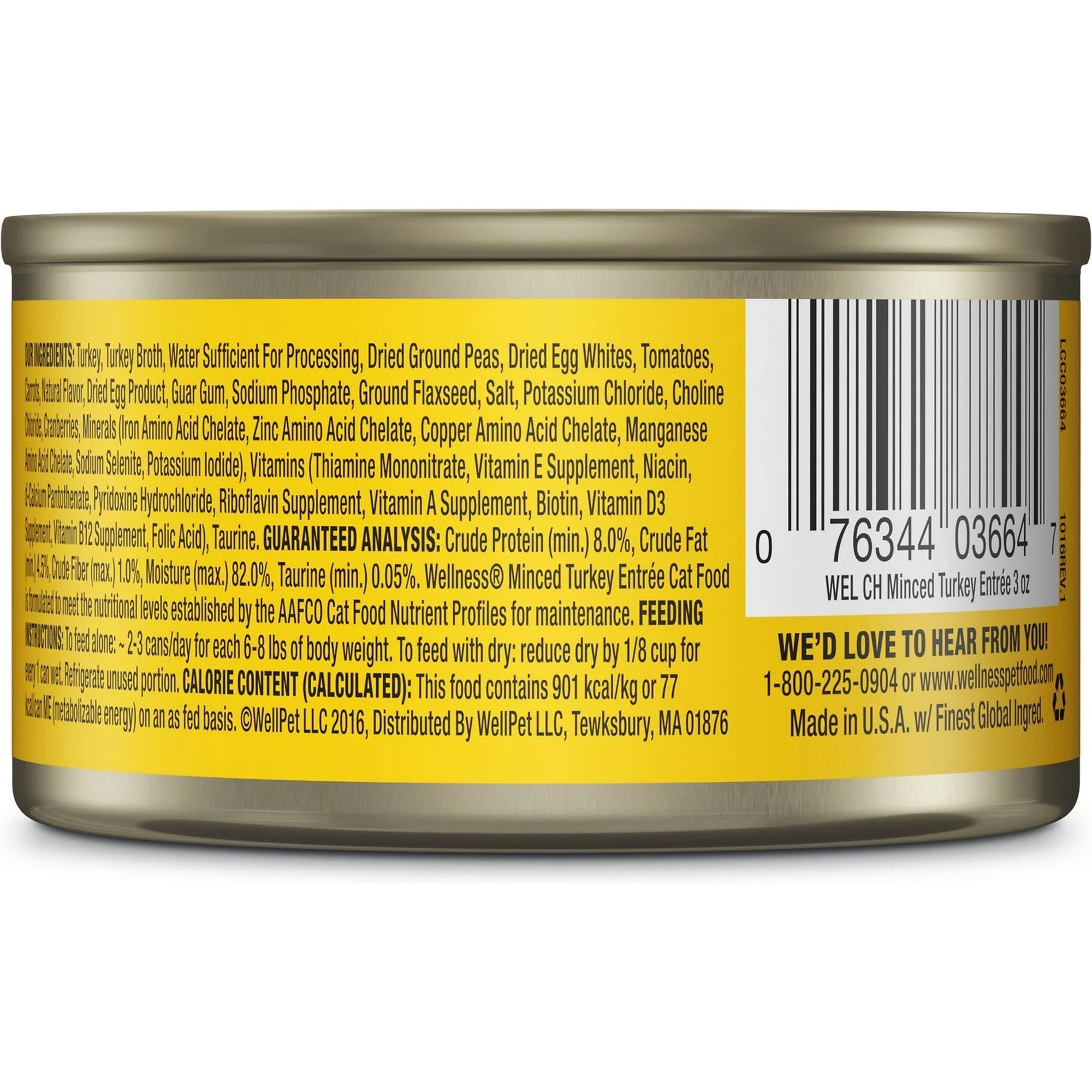 Wellness Complete Health Adult Turkey Dinner Pate Wet Cat Food (3oz)
