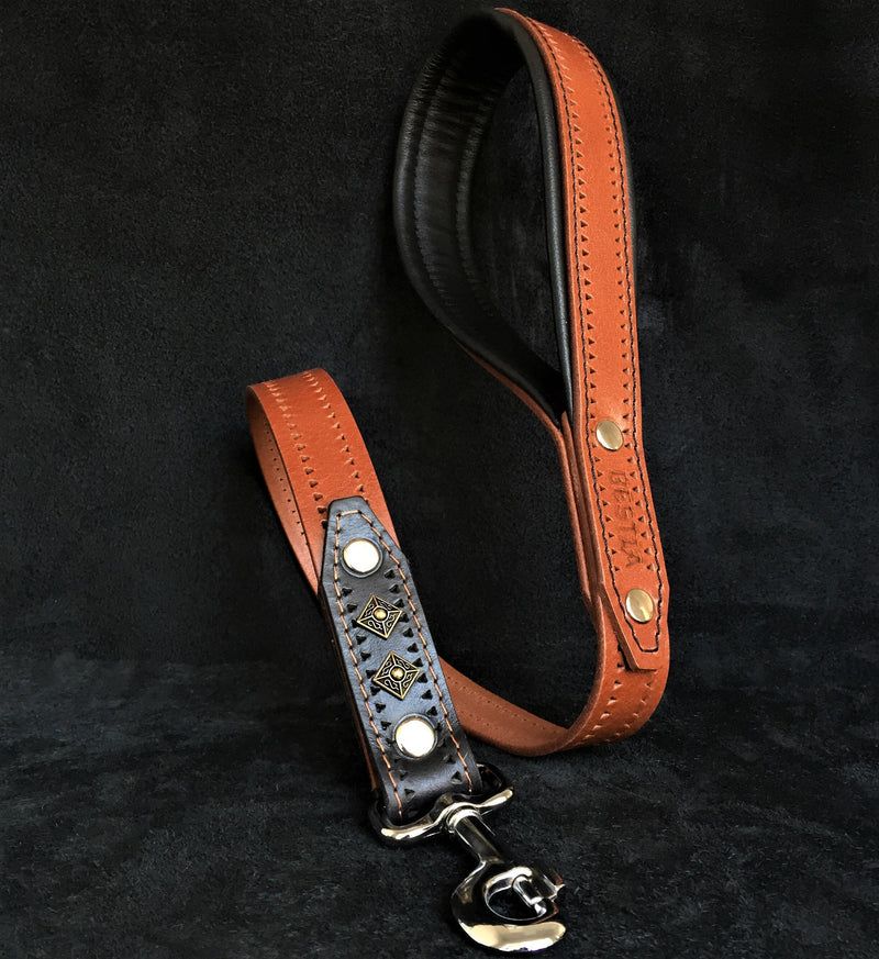 Bestia Dog Gear Genuine Leather Dog Collar - Brown 