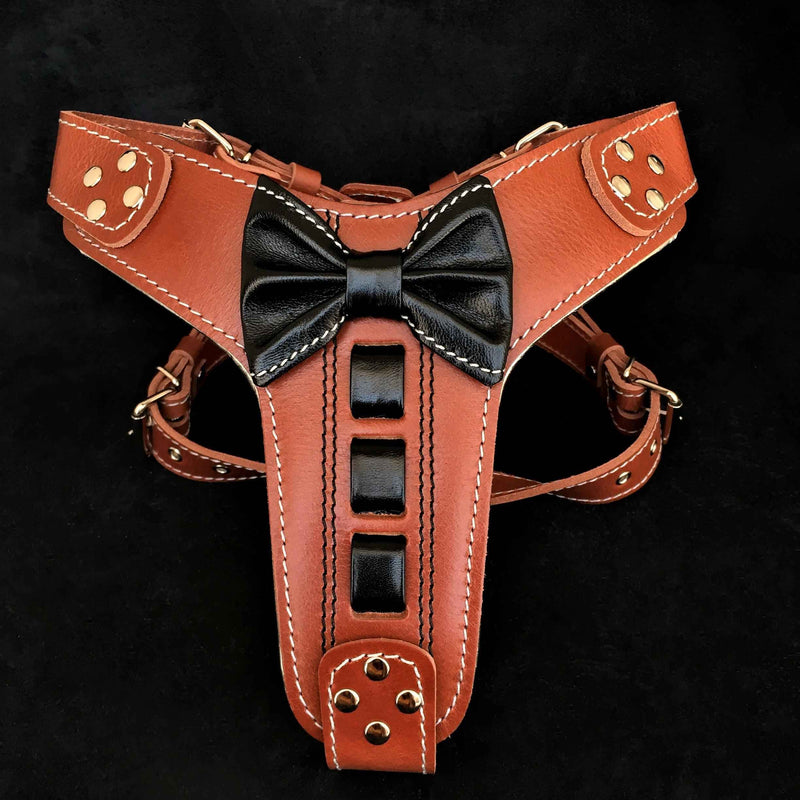 Bestia Bowtie Leather Dog Harness