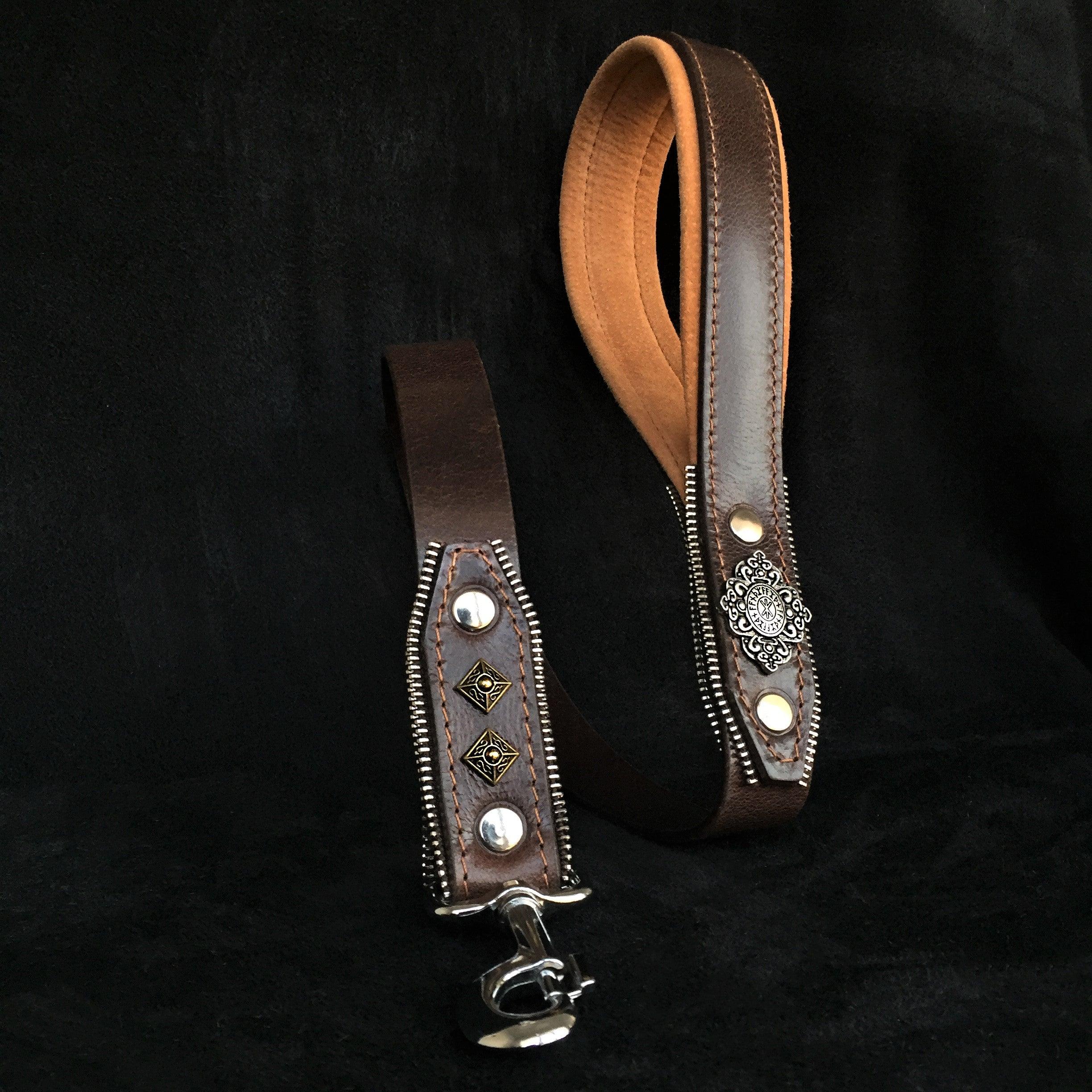 Bestia Dog Gear Genuine Leather Dog Collar - Brown