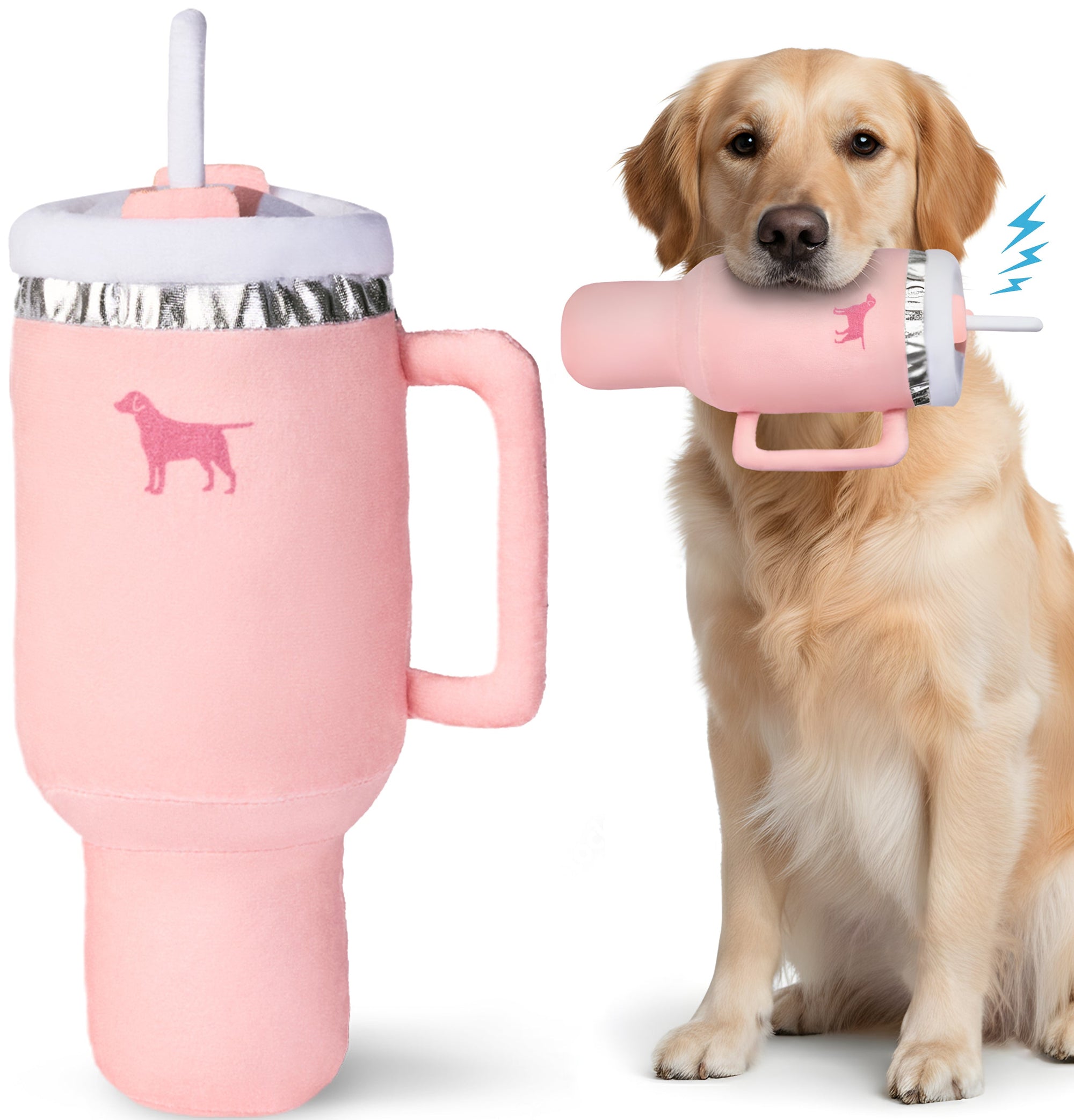 PUPROAR Pup Cup Dog Toy - Cute Squeaky Plush Tumbler Dog Toy