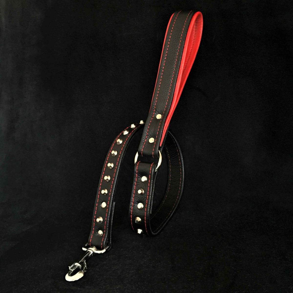 Bestia Black Soft Leather Studded Dog Leash