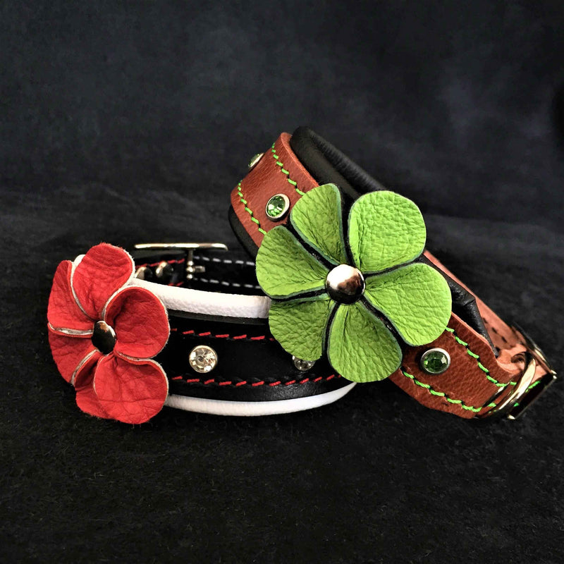Bestia Flower Handmade Leather Puppy Collar