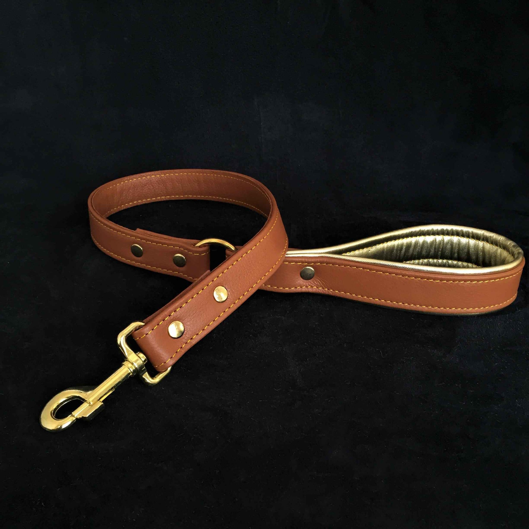 Bestia Soft Leather Brass Plated Dog Leash