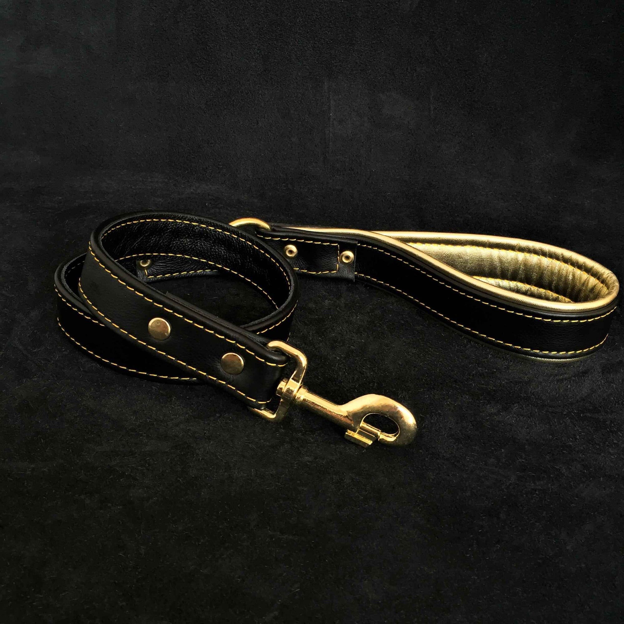Bestia Soft Leather Brass Plated Dog Leash