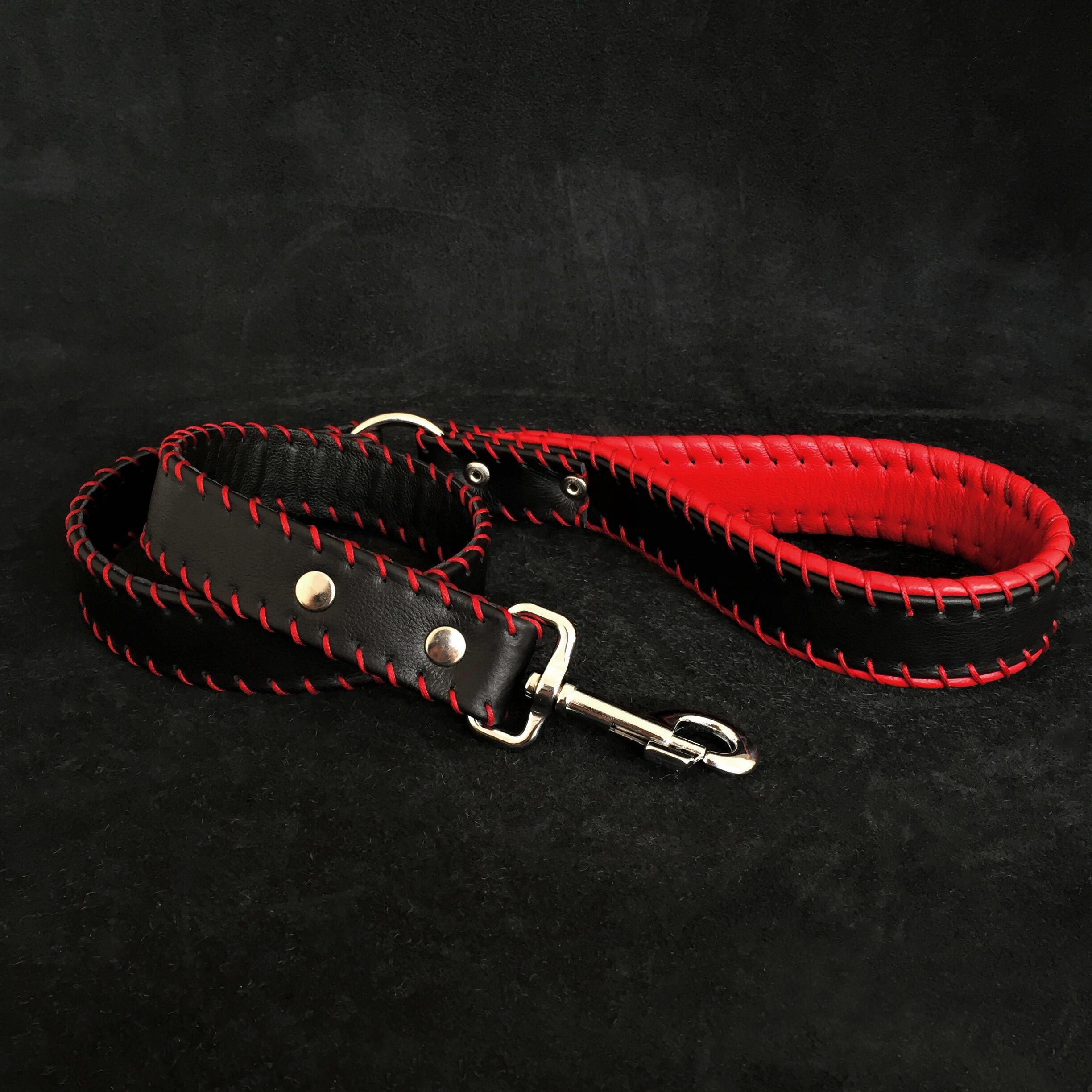 Bestia Dog Gear Genuine Leather Dog Collar - Red 