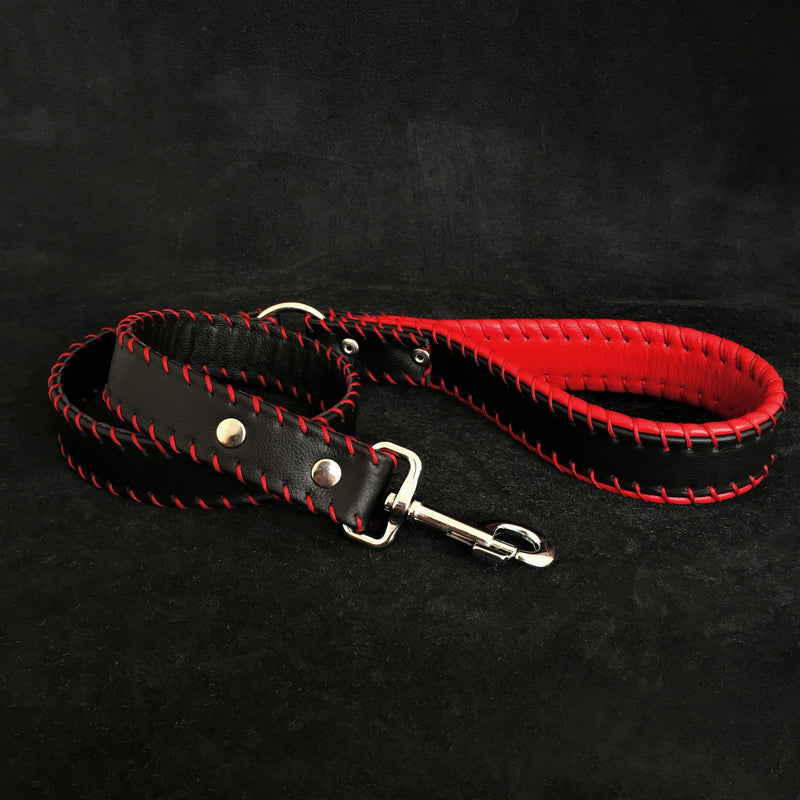 Bestia Dog Gear Genuine Leather Dog Collar - Red 