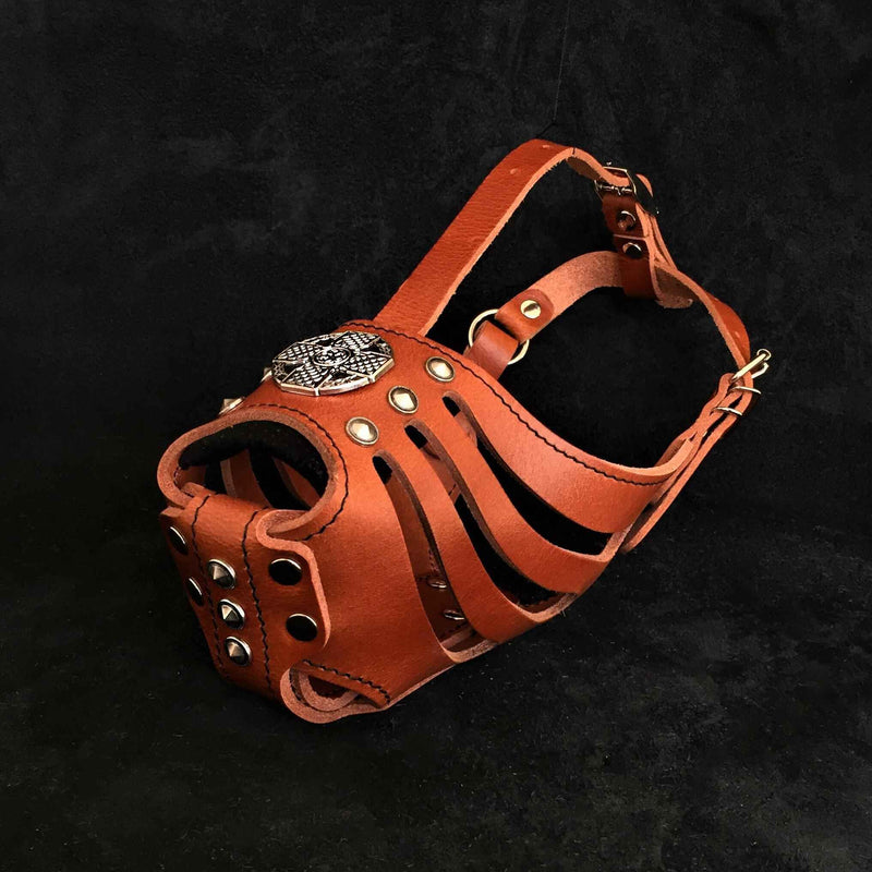 Bestia Maximus Silver Basket Leather Dog Muzzle