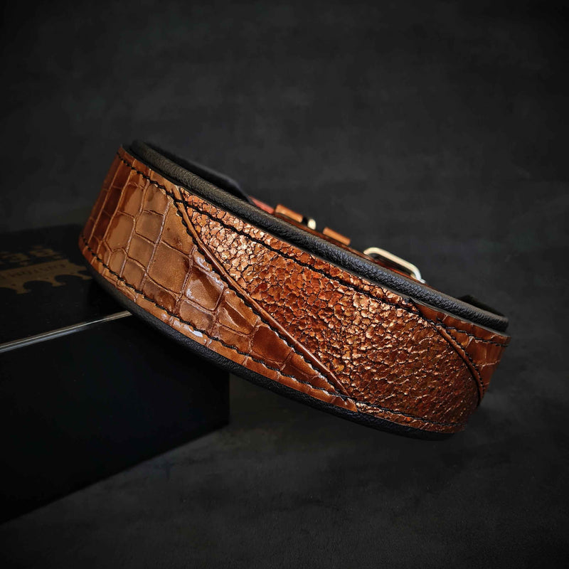 Bestia Korona Brown Leather Dog Collar