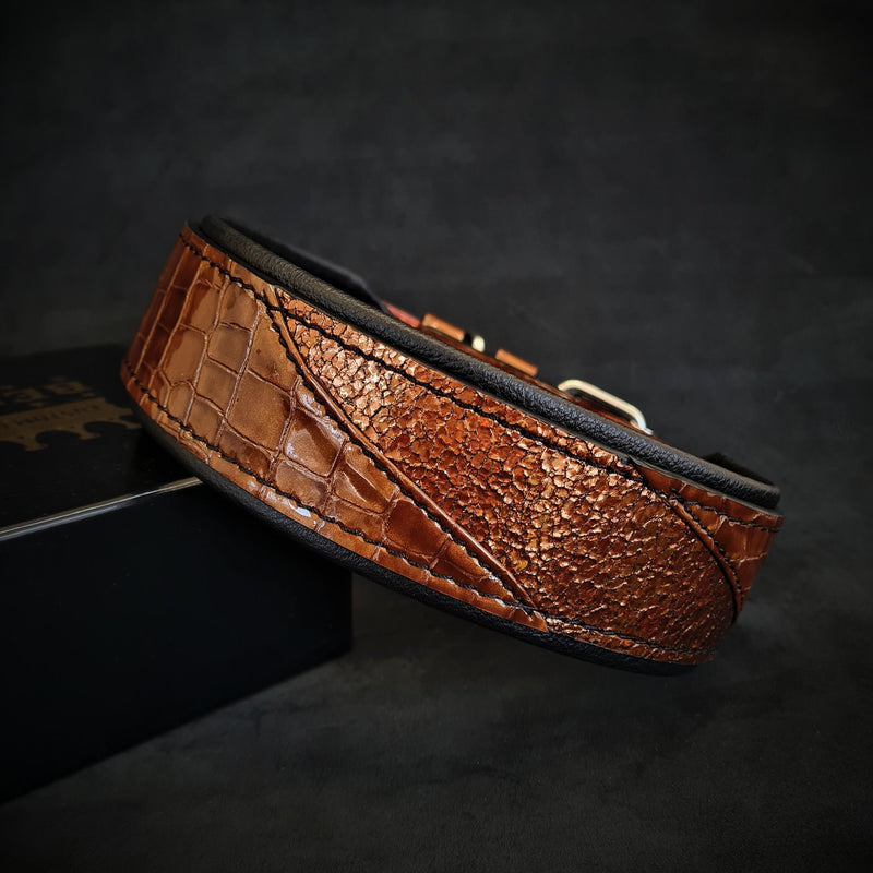 Bestia Dog Gear Genuine Leather Dog Collar - Brown 