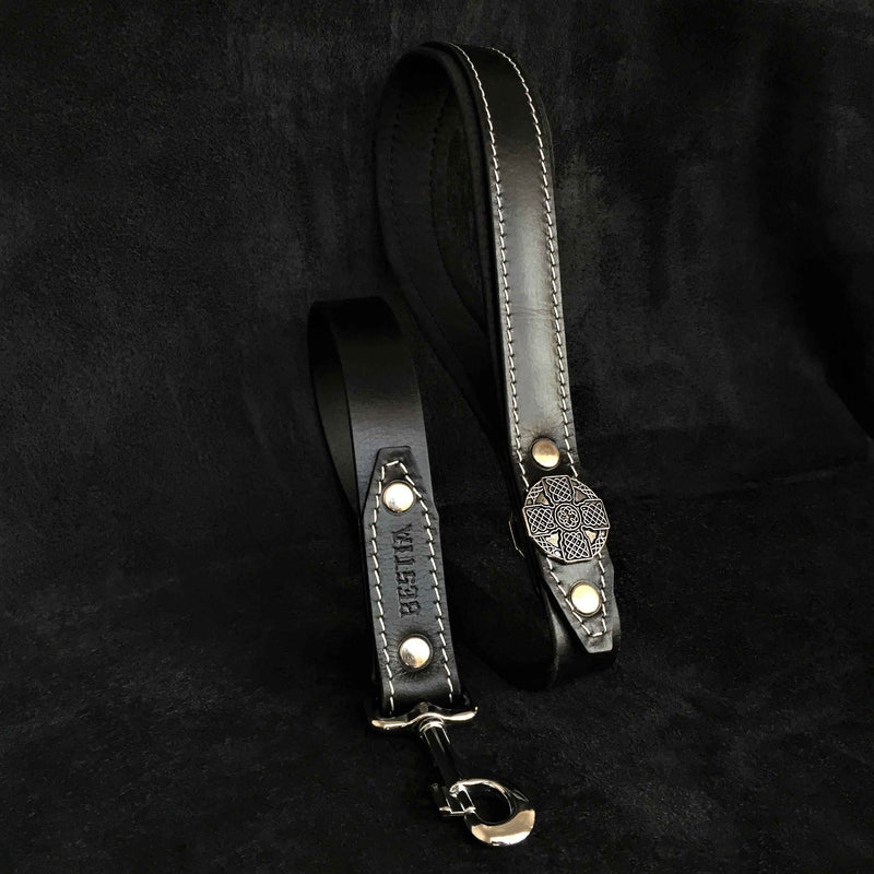 Bestia Maximus Silver Leather Dog Leash
