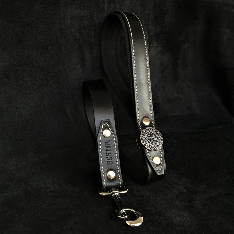 Bestia Dog Gear Genuine Leather Dog Collar - Black 