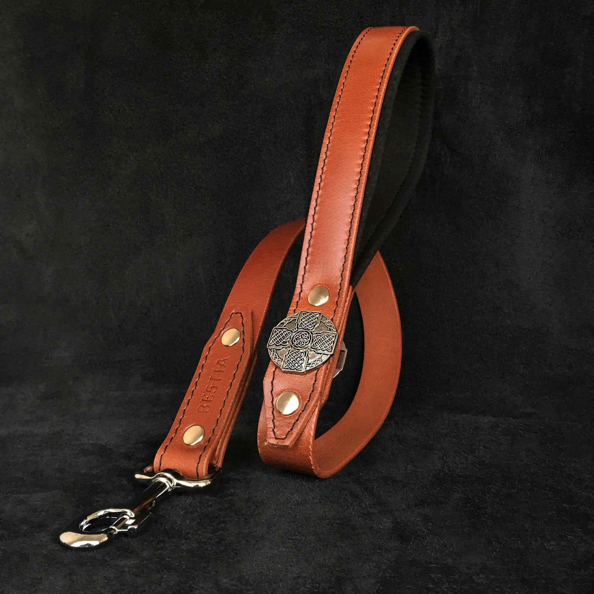 Bestia Maximus Silver Leather Dog Leash