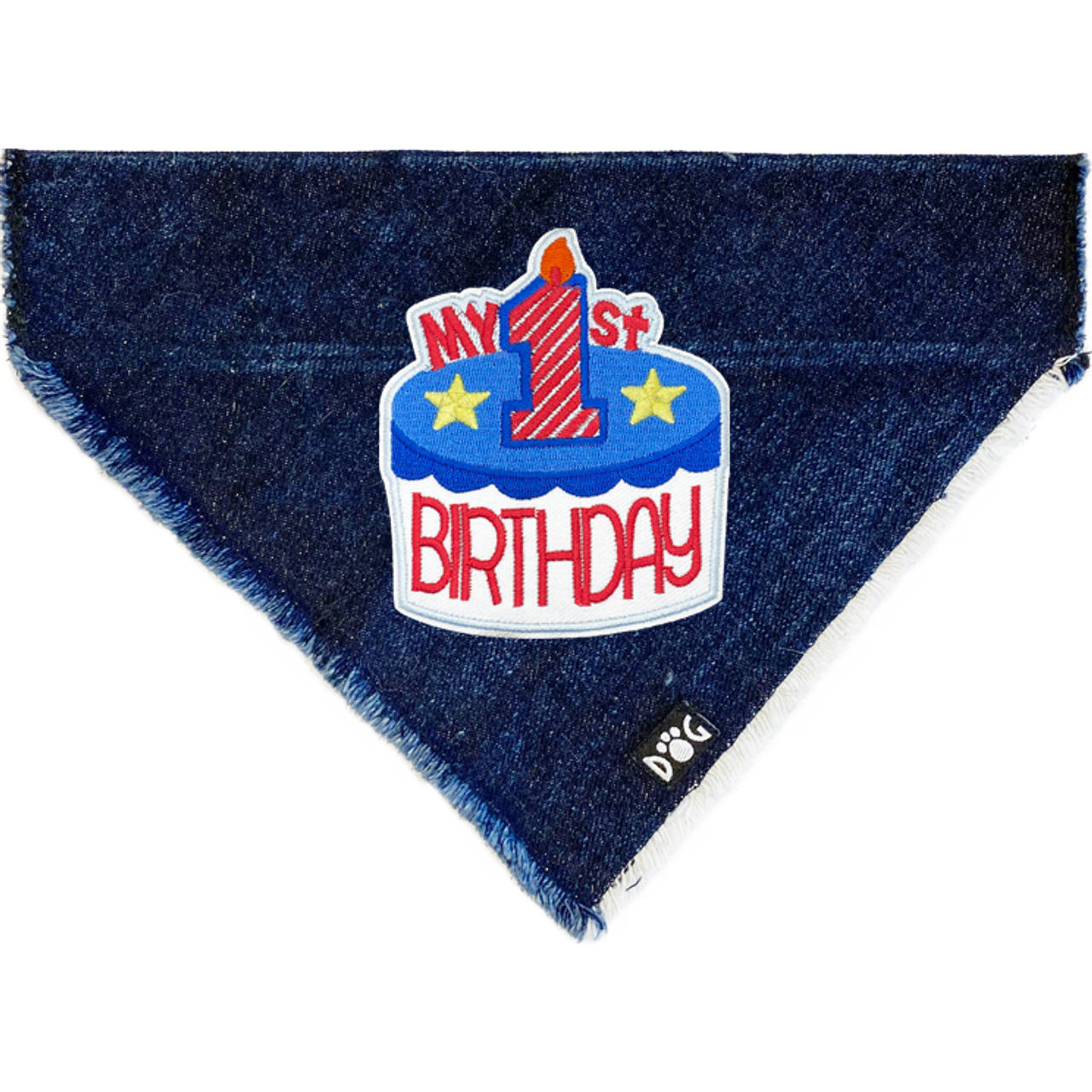 Blue First Birthday Denim Bandana