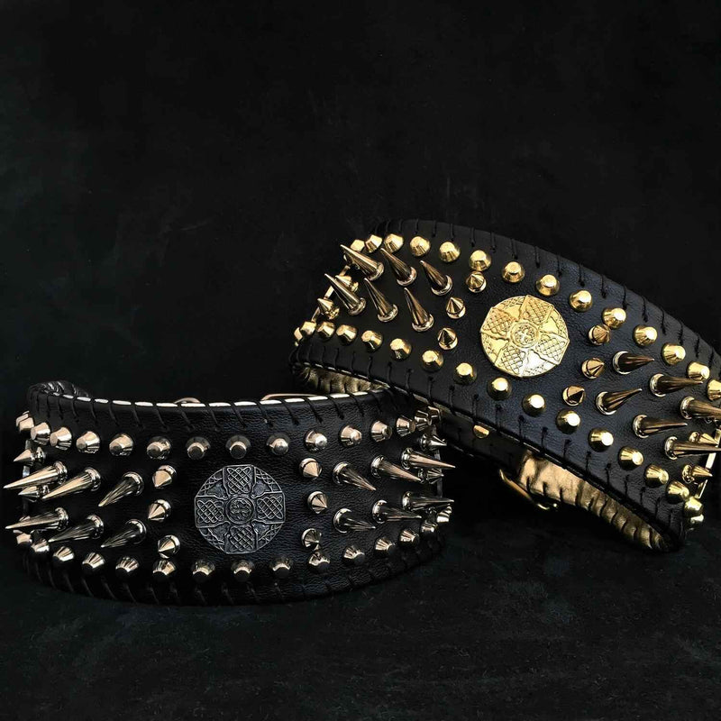Bestia Imperium Hand Stitched 8 Cm Wide Show Leather Dog Collar