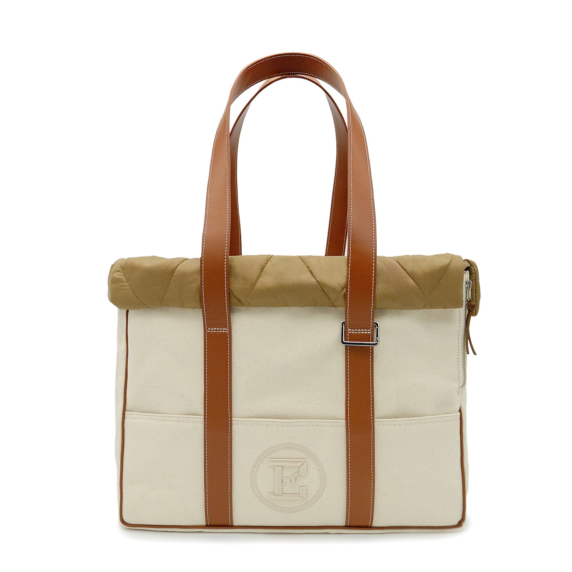 Emma Firenze: Natural Canvas & Cognac Leather Dog Carrier