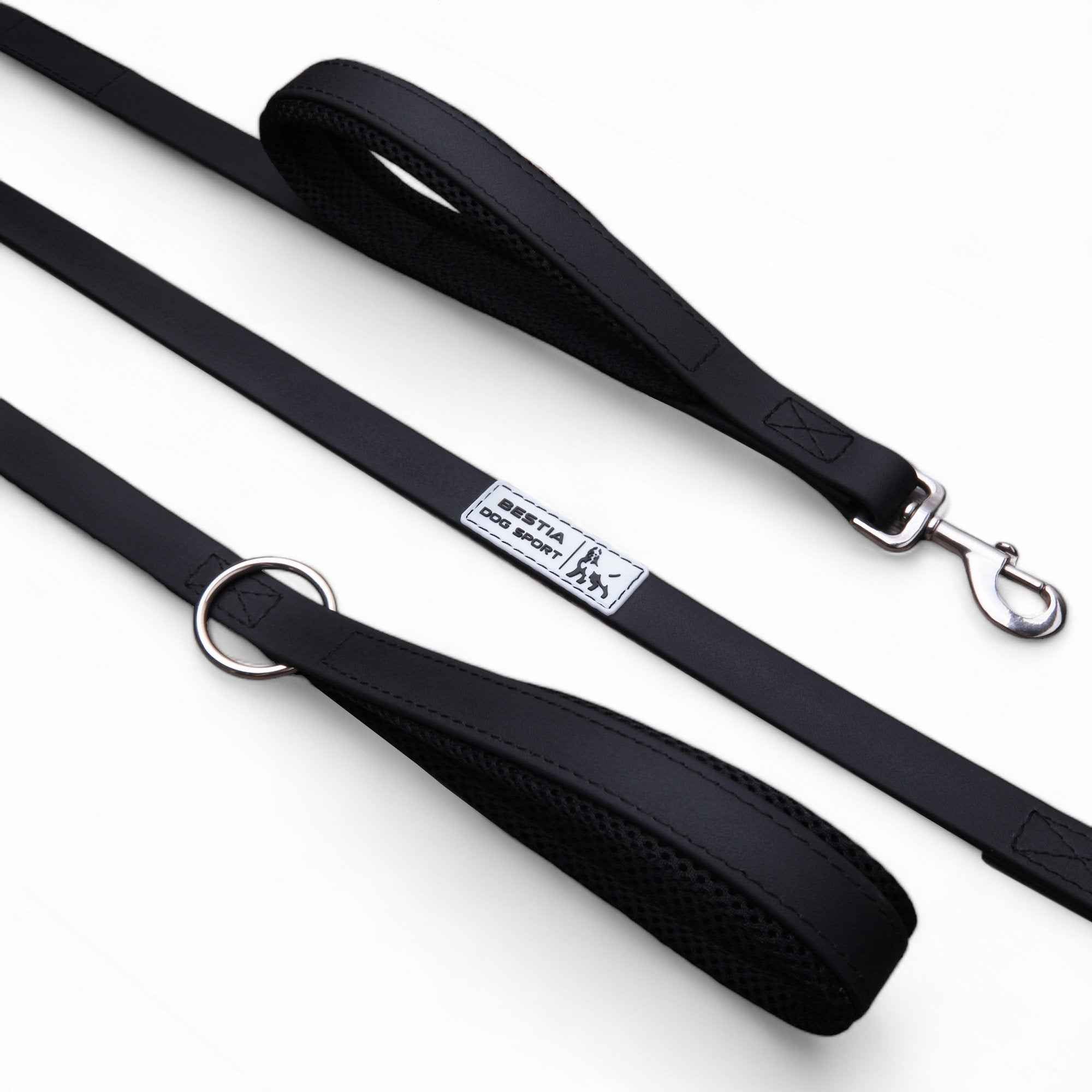 Bestia Dog Sport Dual Handle Black Dog Leash