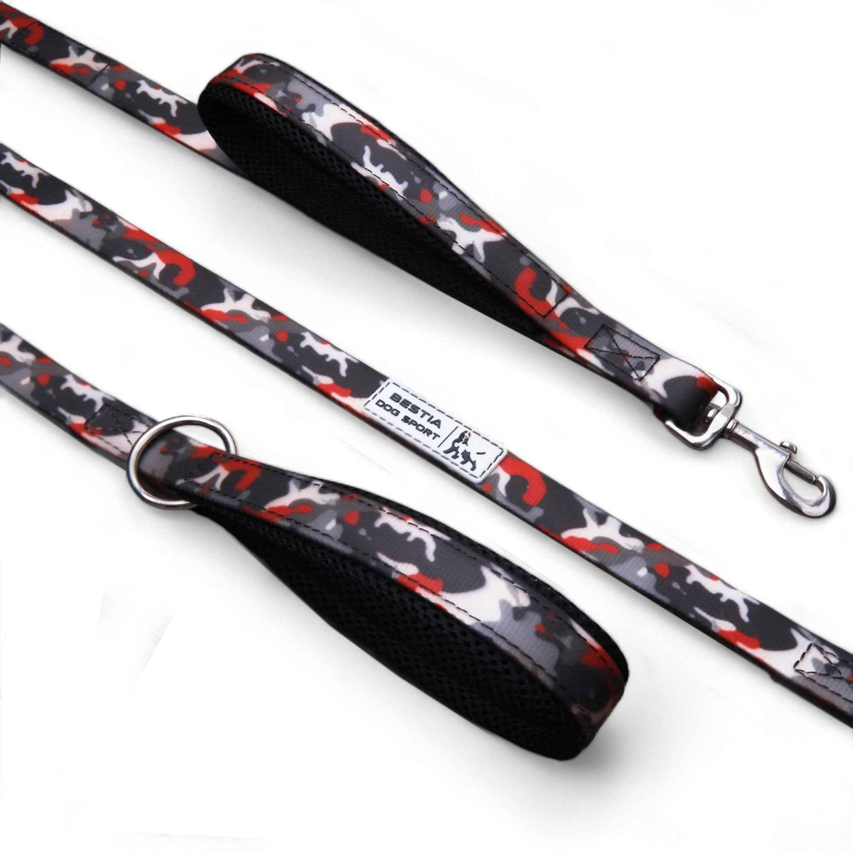 Bestia Dog Sport Dual Handle Red Camo Dog Leash