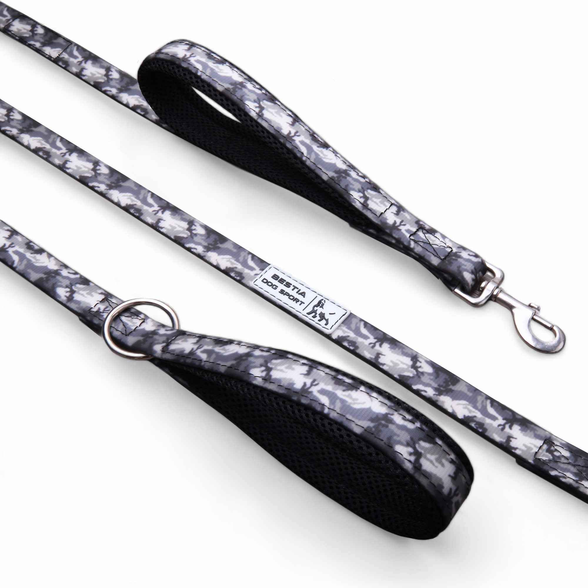 Bestia Dog Sport Dual Handle Grey Camo Dog Leash