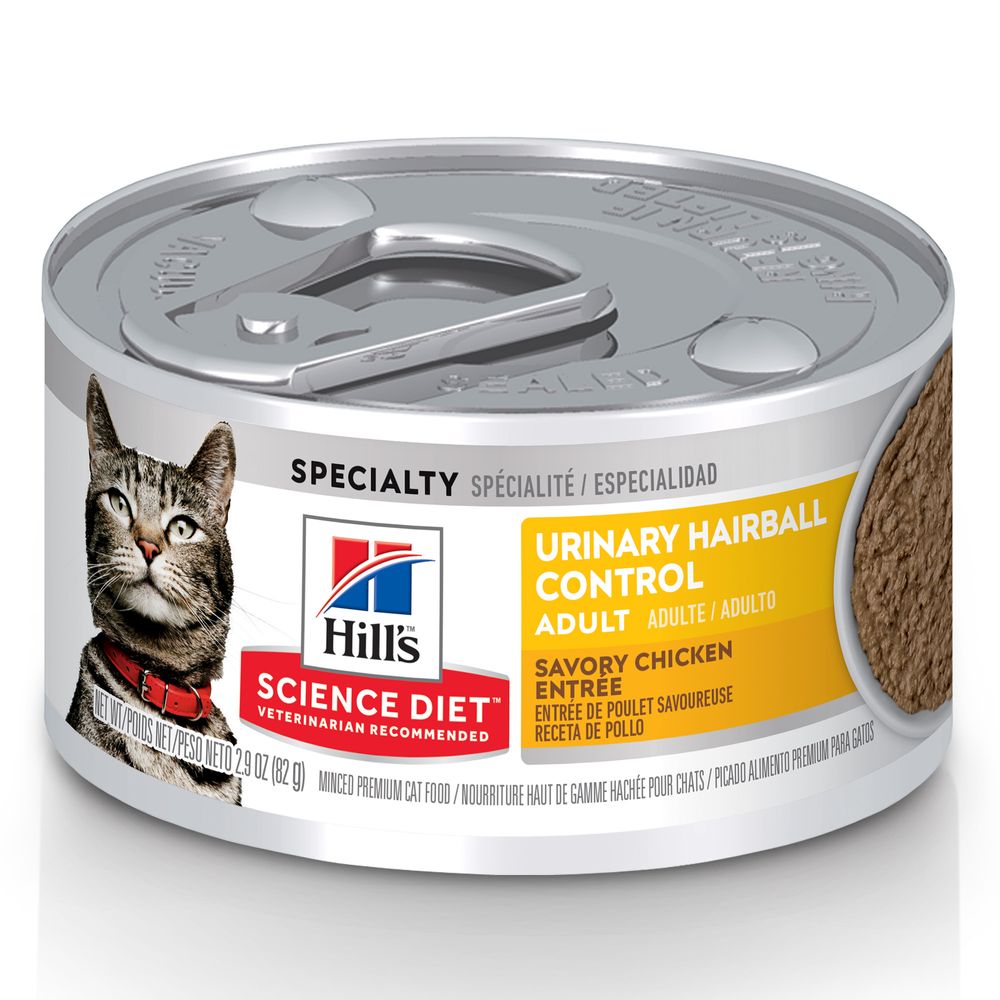 Hills Science Diet Adult Urinary & Hairball Control Canned Cat Food, Savory Chicken