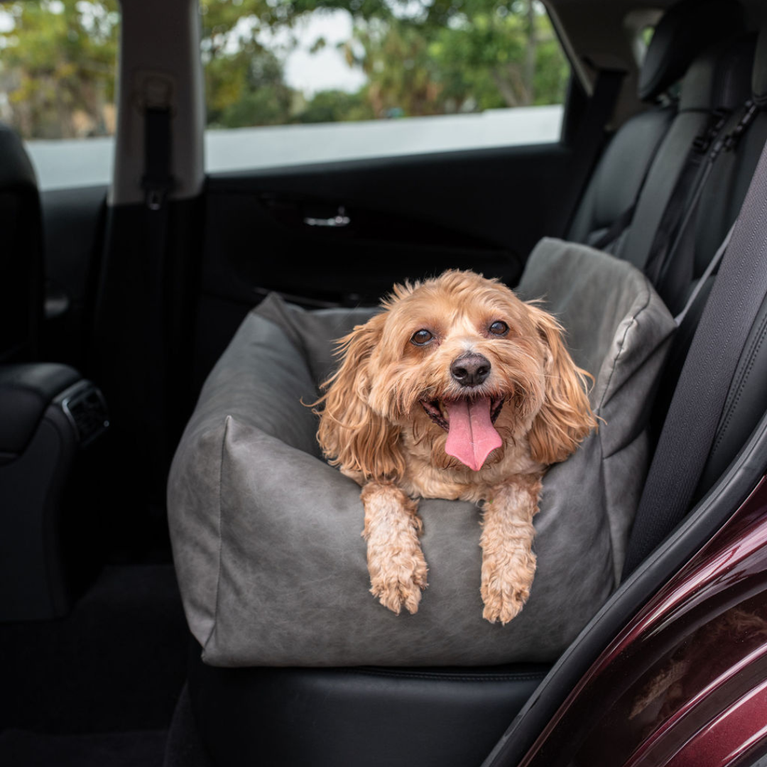 PupProtector Faux Leather Memory Foam Dog Car Bed Slate Gray