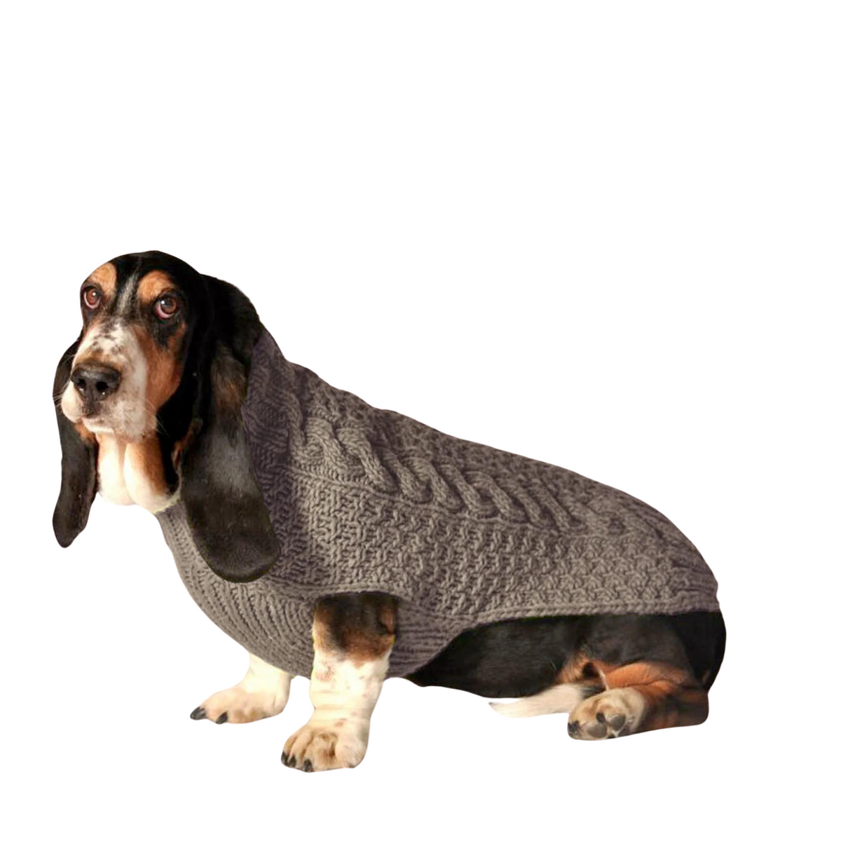 Chilly Dog Gray Cable Knit Wool Dog Sweater | HT Animal Supply