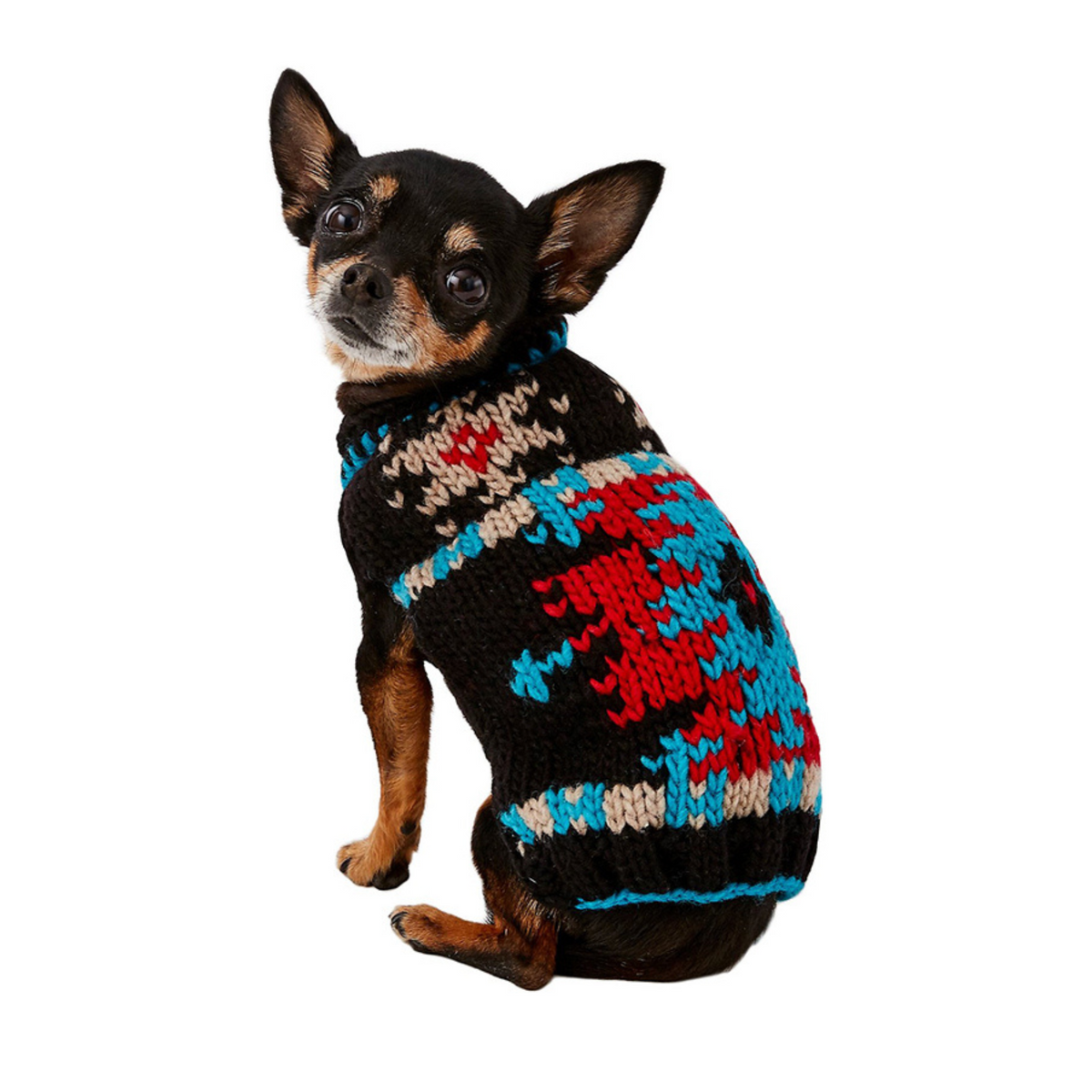 Chilly Dog Black Southwest Wool Dog Sweater