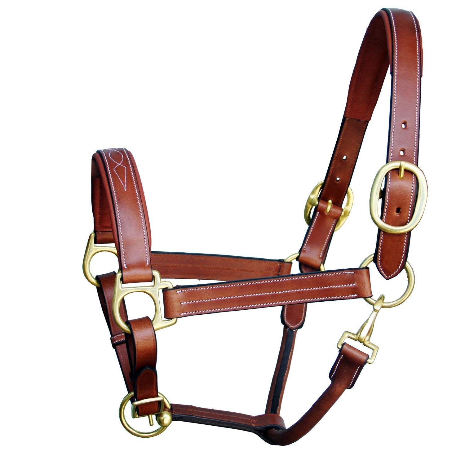 ExionPro Triple Stitched Leather Halter - Brass Hardware - HT Animal Supply
