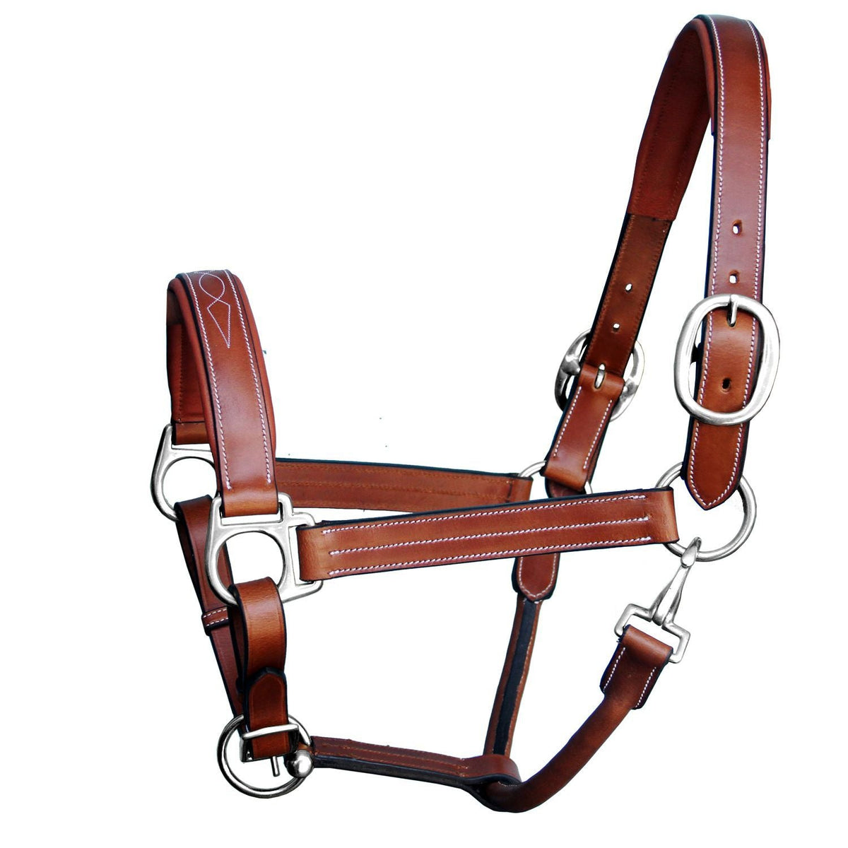 ExionPro Triple Stitched Leather Halter - Brass Nickel Hardware - HT Animal Supply