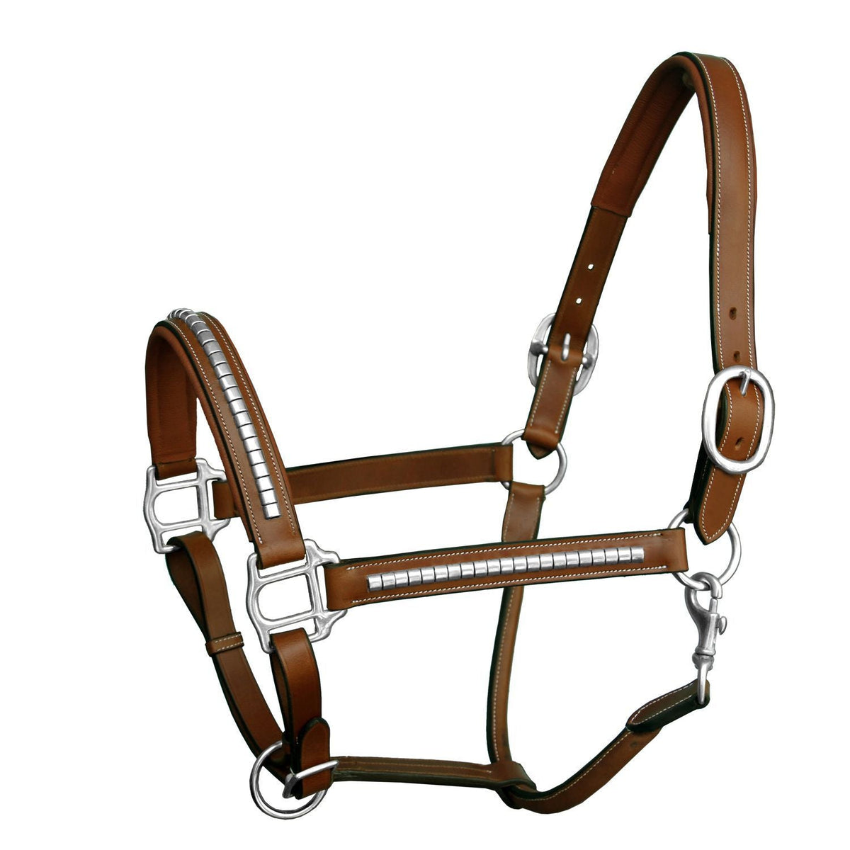 ExionPro Clincher Leather Halter - Brass Nickel Hardware - HT Animal Supply