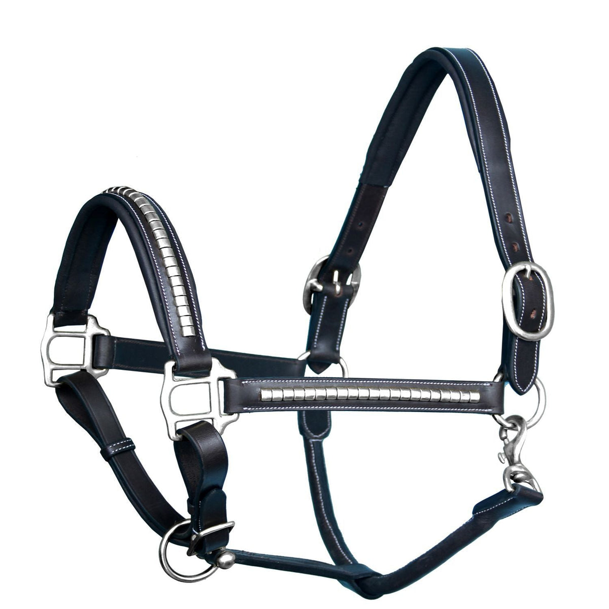 ExionPro Clincher Leather Halter - Brass Nickel Hardware - HT Animal Supply