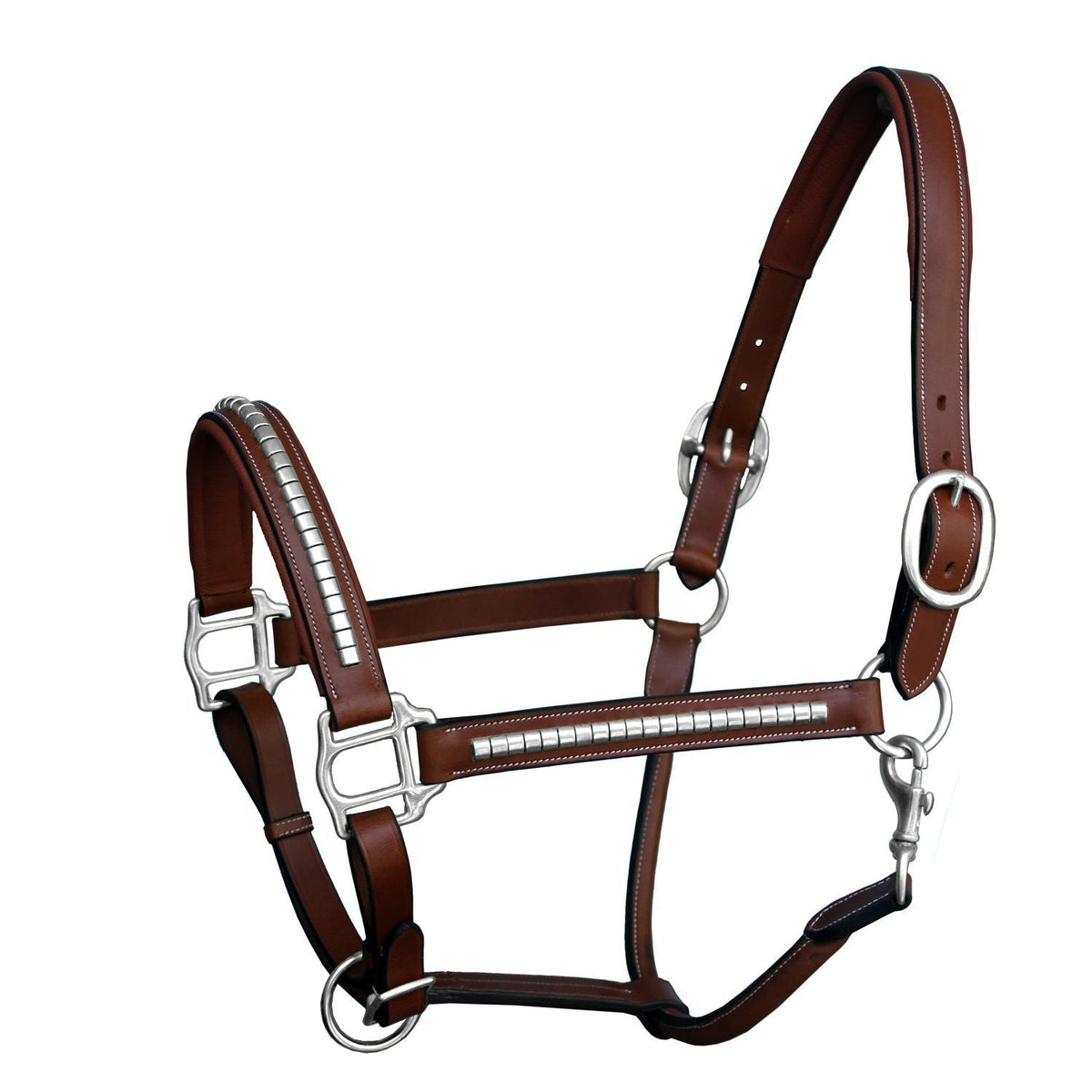 ExionPro Clincher Leather Halter - Brass Nickel Hardware - HT Animal Supply