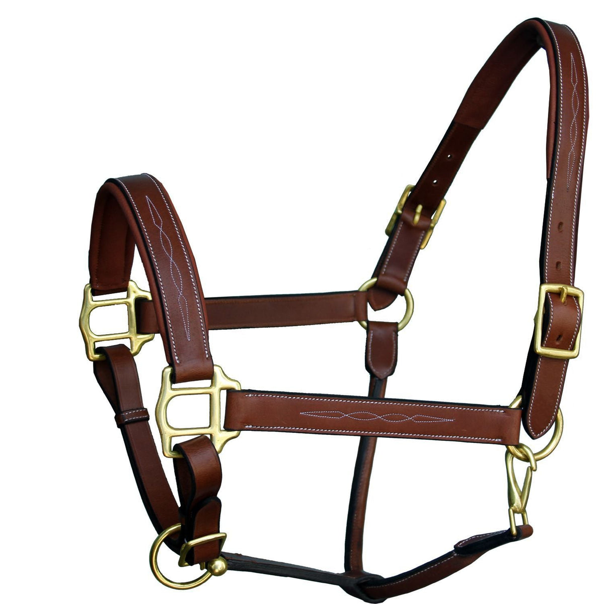 ExionPro Fancy Stitched Leather Halter - Brass Hardware - HT Animal Supply