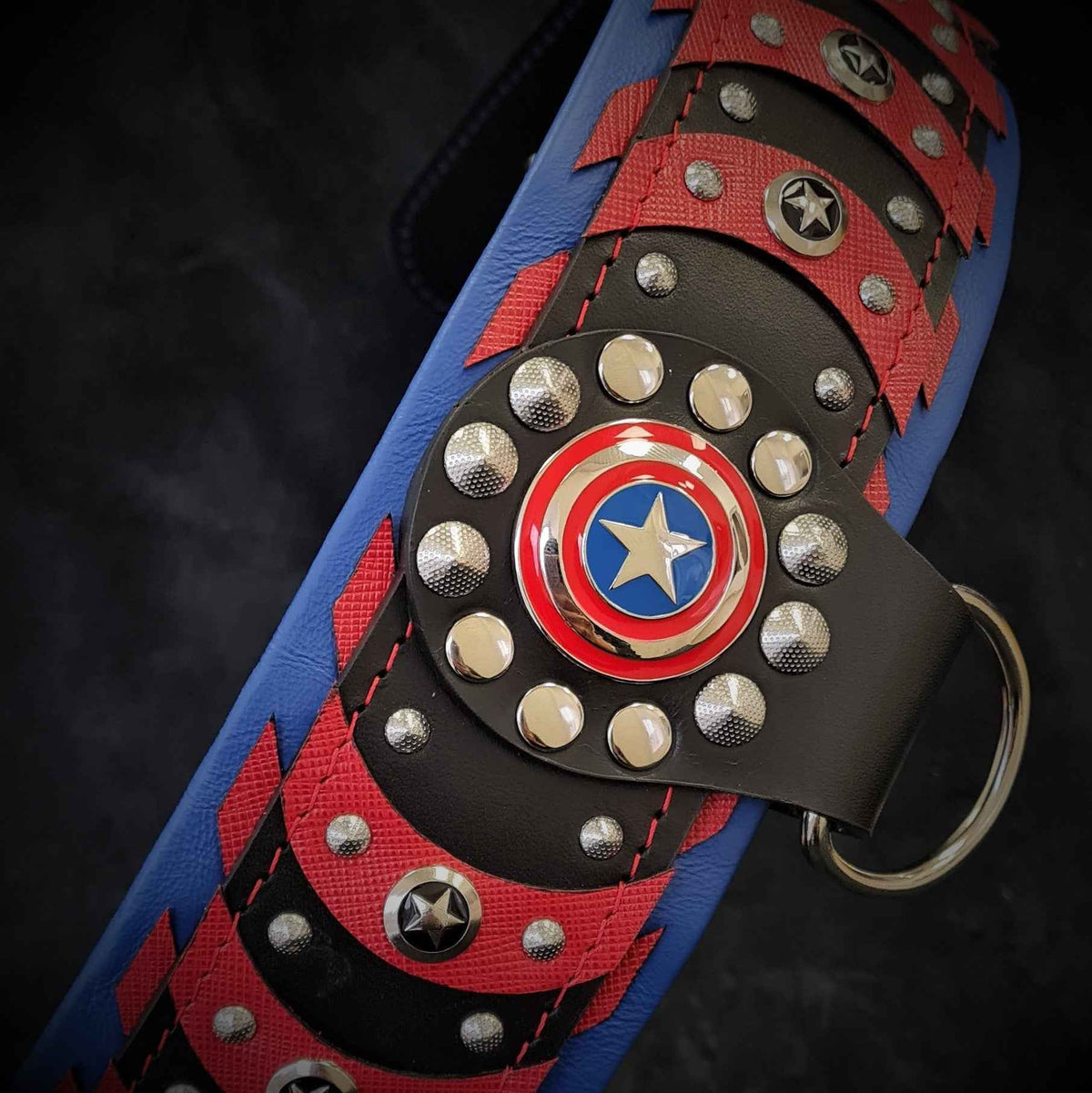 Bestia Captain America Leather Dog Collar