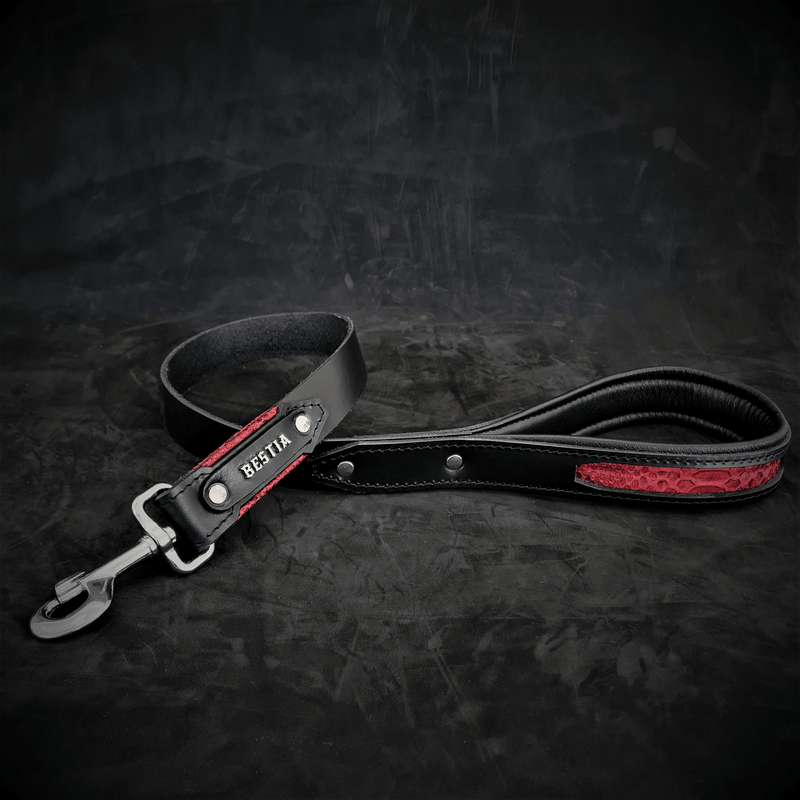 Bestia Dog Gear The Red Dragon leash Genuine Leather Red pet supplies
