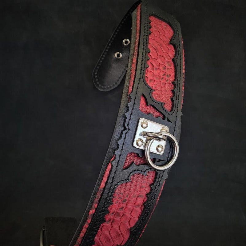 Bestia Dog Gear The Red Dragon collar Genuine Leather Red pet supplies