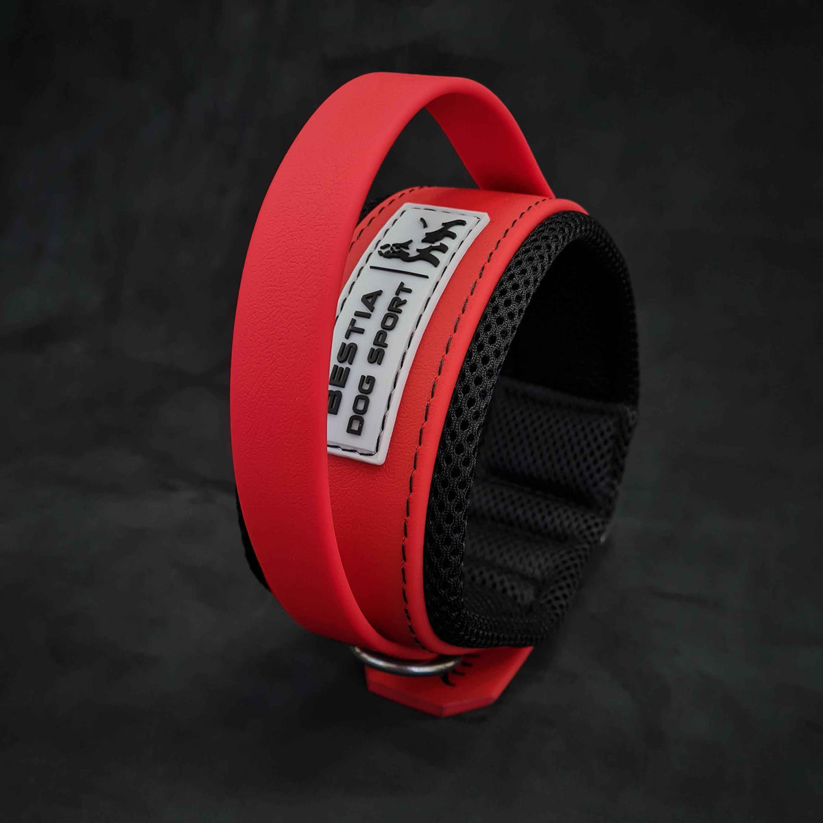 Bestia Dog Sport Handle All Red Dog Collar